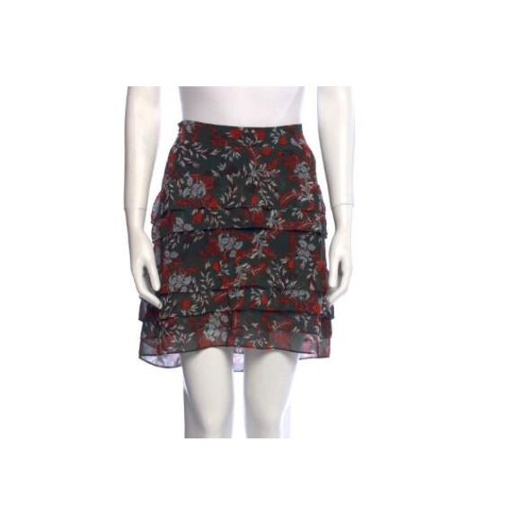 MAJE Women's Jerkita Floral Print Crepe Ruffle Mini Skirt  Asymetric Hem Sz 36/S - Picture 2 of 11